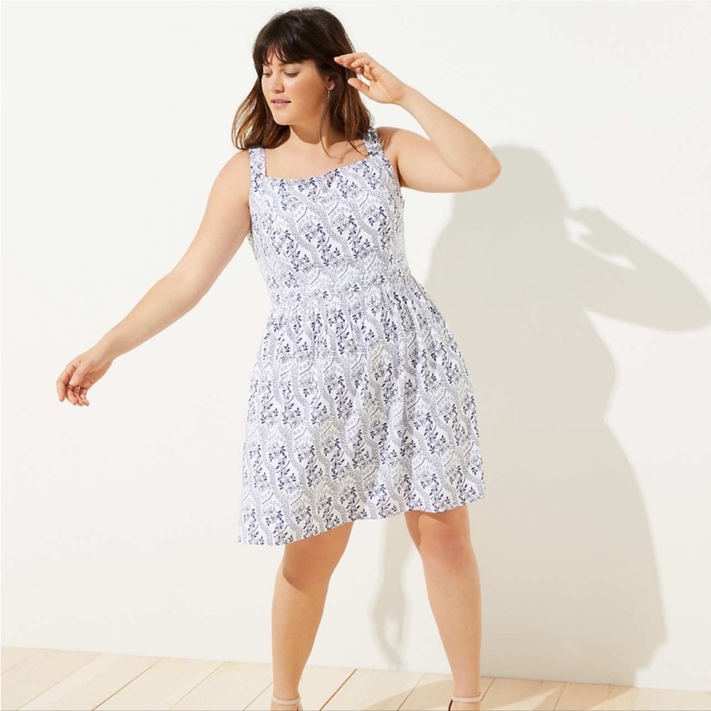 Loft Plus Print Dress with Cut-out back